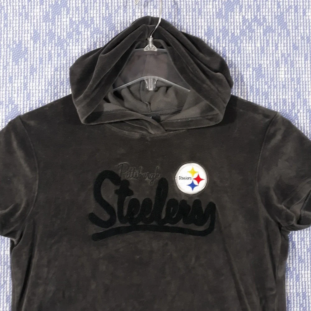 Team Apparel Pittsburgh Steelers Hoodie Dress Girls XL I 16 Short Sleeve Gray
